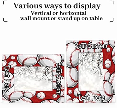 OMFUNS Спортен Бейзбол Персонални Рамка За Снимки 4x6 Бейзболен Модел Потребителски Текстови Фото Колаж за Стена, Настолни