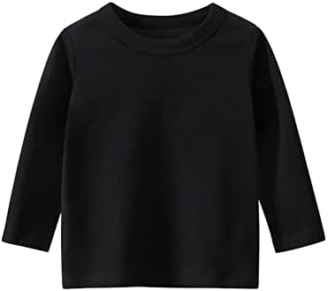 IFOTIME/ Базова тениска с дълъг ръкав за малки момичета и момчета, Ежедневни Тениски, потници, Обикновен комплект за момчета (1-черен, на 2-3 години)