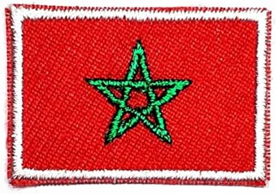 Салфетки плюс 2 бр., 0,6X1,1 инча. Мини нашивка с бродерия хартата Мароко, пришитая желязо нашивке с националната емблема, ленти с флага на страната квадратна форма за к?