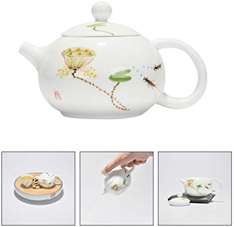 Керамичен Чайник Hemoton, Китайски Чайник, Кана Кунг-фу, Традиционен Порцелан Чайник, Малък Чайник с Ръчно Рисувани