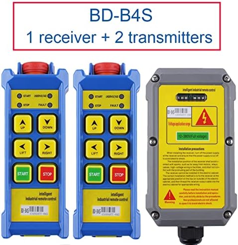 BHOLSA 4-канален Безжичен Промишлен дистанционно управление на ключове Водоустойчив IP67 Подвижен кран Управление на лифта 220 И 380 В 12 Нагоре надолу (Цвят: BD-B4S-2F1S, размер: