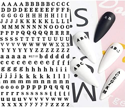8 Листа Букви и Цифри Етикети за Дизайн на Ноктите Етикети JMEOWIO Самозалепващи се Цветни Английски Азбука Дигитален