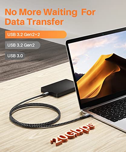 LDLrui Кратък USB кабел C за C USB Кабел за пренос на данни на 20 Gbit/с 1 Крак USB 3,2 Type C Gen2 PD 100 Вата Бързо