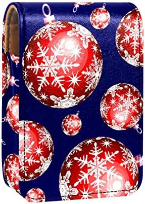 Калъф за червило за грим Коледни Топки с Огледало за Портфейла| козметични чанти с Огледало