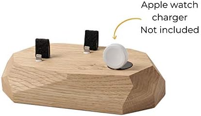 Тройната зарядно устройство и зарядно устройство от дъбова дървесина, Съвместим с iPhone, Apple Watches и Air Шушулките, Естествено дърво, за писмено масата и Прикроватной но?