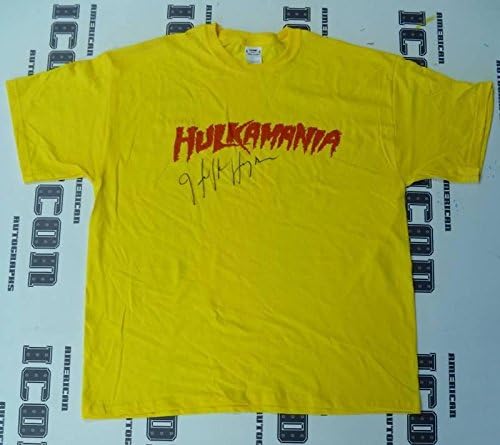 Хълк Хоган Подписа Тениска на WWE Hulkamania с Автограф на PSA / DNA COA Wrestlemania WWF - Рестлинг с автограф Разни
