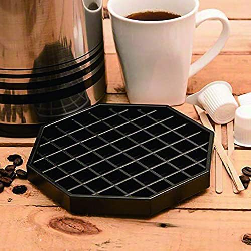 Осмоъгълни тава за събиране на кафе капки от твърда черна пластмаса за едно кафе на плота (4 инча - 1 бр.)