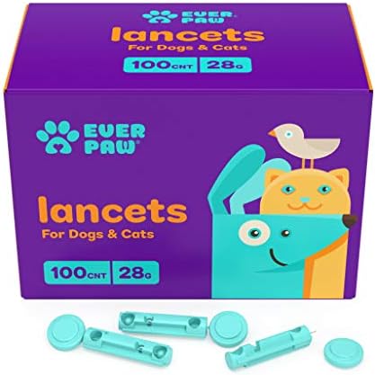 Ланцети EverPaw Twist Top 26 калибър, 100 Броя | Дебели и по-дълги игла | за определяне на нивото на глюкоза в кръвта при кучета и Котки
