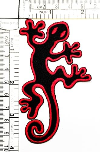 Kleenplus 3 бр.. Нашивка под формата на гущер гекон, занаяти, изкуство, шиене, ремонти, черна и червена бродирани