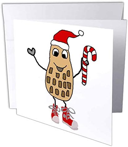 3dRose Забавен Обалденный Фъстъци в шапката на Дядо Коледа от коледните анимационни Поздравителна картичка, с размери 6 на 6 сантиметра (gc_264007_5)