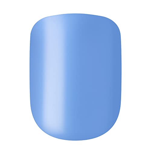 Маникюр KISS imPRESS Color Press-On, Определени за гелевых нокти, технология PureFit, Къс дължина, Baby Why So Blue, Обикновен маникюр без лак, включва подготовка тампон, мини-пилочку, стик
