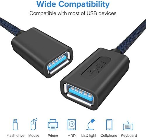 Удлинительный кабел ANDTOBO USB 3.0 за свързване към конектора USB 3.0 Type A, Тъмно синьо - 3,3 Фута