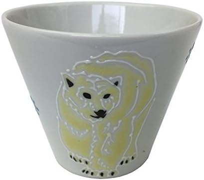 Марусан Миямото Керамика Кутани, Бяла, Диаметър 3,5 х Височина 3,0 инча (9 х 7,5 см), Декоративна Чаша с Рисувани, Море, е Бяла мечка