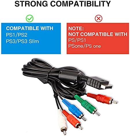 6 фута Компонентен HD AV кабел за PS2/PS3/PS3 Slim, HDTV-EDTV (с висока резолюция 480p), който е съвместим с 5-кабелен PS2/PS3/PS3