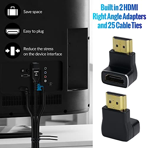Кабел 4K, HDMI, 6 фута (20 броя в пакет), Кабел Ultra HD HDMI 2.0, Найлон плитка и Златни Конектори, 4K @ 60Hz, 2K, 1080P,