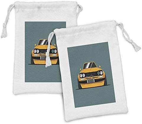 Тъканта, чанта за състезателни автомобили Ambesonne, Комплект от 2 теми, Изглед отпред на ретро автомобил с прозорци Струя