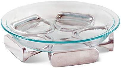 Поставка за торти Arthur Court за маса или кухненски плот със Стъклена форма за пай - Модел под формата на Стреме за Езда От Трайни Сребрист метал с Диаметър 9 см и височин?