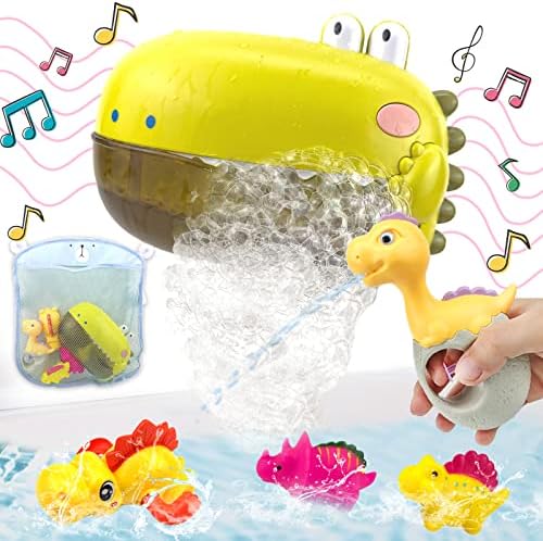 Музикална Машина за сапунени мехурчета с динозаври, Играчка за вана 4 в 1 комплект, Машина за сапунени мехурчета