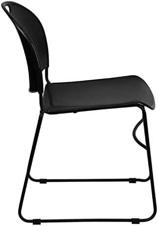 Флаш Мебели от серията HERCULES тегло 880 кг. Просторен Черно Ультракомпактный сгъваем стол с рамка, покрита с Черен прах