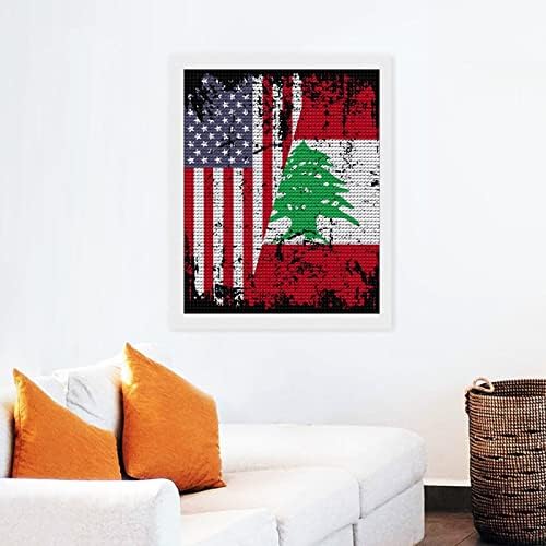 Ретро Ливан Флаг на САЩ Диамантена Живопис Комплекти за Възрастни Бродерия на кръстат бод направи си САМ Бои