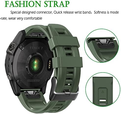 DJDLFA 26-22 ММ Силикон быстросъемный каишка за часовник Garmin Fenix 6X 7X 5X 3HR Watch Easyfit Каишка-гривна за часа Fenix 7 6 5 (Цвят: армейски зелен, размер: 26 мм, Fenix 7X)