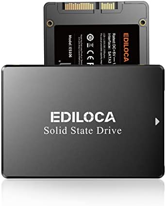 Ediloca ES106 1 TB SSD SATA III 2,5 3D NAND Вътрешен твърд диск, скорост на четене до 550 MB / с, Ъпгрейд на памет на PC или лаптоп и съхранение (черен)