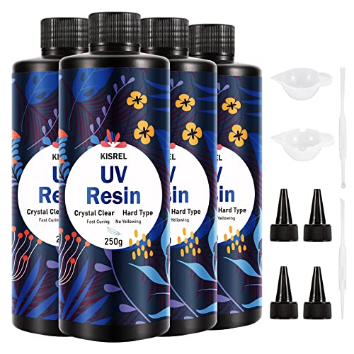 KISREL UV-Смола 1000 грама - Подобрена Твърд Вид Кристално Чиста UV-Епоксидна Смола Uv Втвърдяване за Бижута