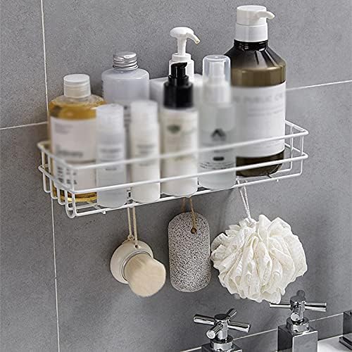 SLSFJLKJ Окачен Държач за душ в Банята, Кухня, Спалня, Кошница за съхранение на козметика в Банята (Цвят: бял)