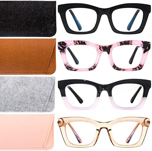 H. Y ARAVOE 4 опаковки Очила за четене в стила на Опра с синьото е за жените, Извънгабаритни Големи Компютърни