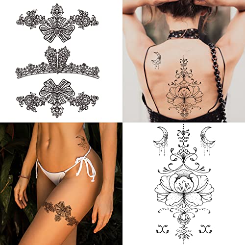 Временни татуировки Cerlaza за жени, Изкуствени татуировки с черна къна, които изглеждат истински и се държат