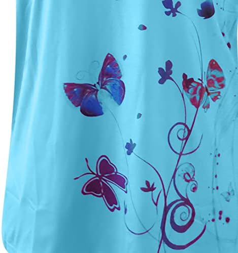 Женска Тениска с Къс Ръкав 2023 Памук Дълбоко V Образно Деколте Пеперуда Цветен Графичен Топ Свободно Намаляване