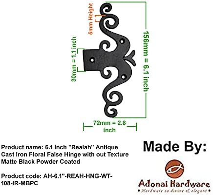 Профили Adonai 6,1-Инчов носи етикет за услугата контур Reaiah от Старинния чугун с цветен модел, Без текстури (идва по 4 броя