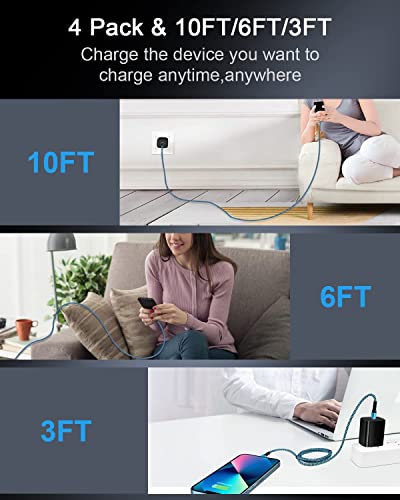USB кабел-c към Lightning 6 Фута / 5 опаковки, Зарядно за телефон, Сплетен Кабел Линия на храна, Бързо Зареждане за Apple 14