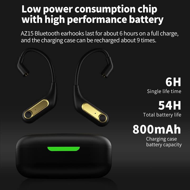 Linsoul KZ AZ15 Подобрена безжична слушалка Bluetooth 5.2 с зарядно калъф за слушалки IEMs, дълго време на автономна работа,