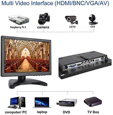 Дисплеи Bewinner Security Monitors, 10,1-инчов LCD екран 16: 10 от си ултра резолюция 19201200 и си ултра PPI, Дисплеи оборудване за мониторинг Поддържат 4 видеовхода, BNC, AV, VGA, HDMI (САЩ)