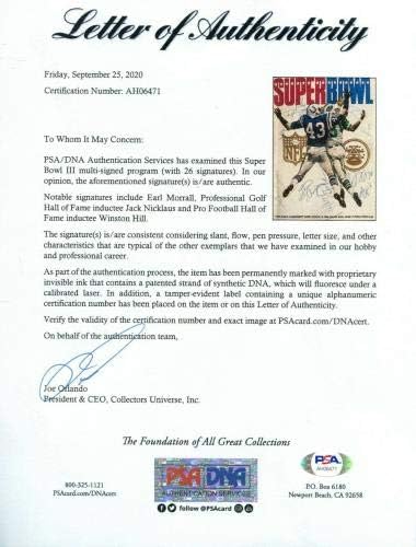 Подписана програма на Super Bowl III Джетс Колтс с 26 подписите на Джак Никлаус PSA/ДНК - Голф списания с автограф