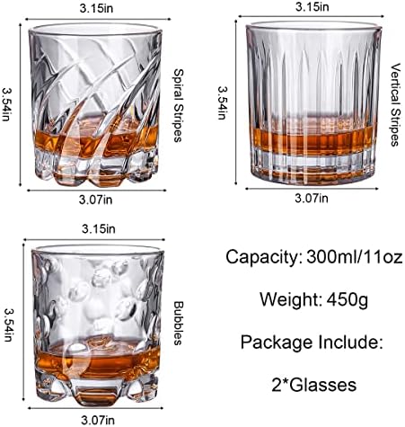 Чаши за уиски HolaJia – Въртящ се комплект чаши за пиене на 2.11 за унция, Стъклен набор от Rocks – Старомодна комплект