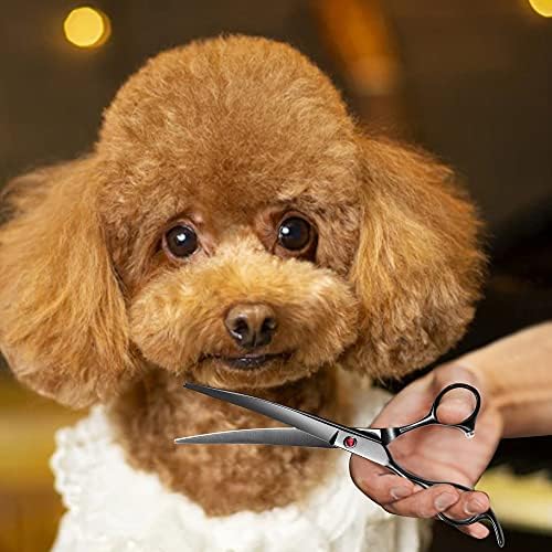 Intini 7,5 Извити Ножици, за да се грижи за кучетата, Професионални Ножици за грижа за домашни любимци с Безопасни