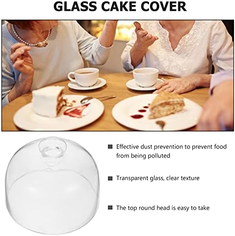 BESPORTBLE Стъклен Купол За Торта, Стъклен Кръг на Кутията За Тортата, Капак за Чинии за Хранене, Прозрачна Пылезащитная