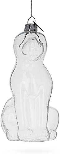 Украса от прозрачно стъкло Седнала куче 4,8 инча (121,92 мм)
