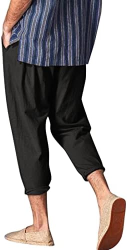 Мъжки ежедневни обикновена панталони от стиропор, панталони с дължина до щиколоток, джоб на панталони с еластичен ластик