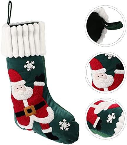 Коледни Чорапи ABOOFAN, Бродирани Дядо Коледа Чорапи, Чорап, Окачен Торбичка за Бонбони, Окачен Коледен Орнамент за