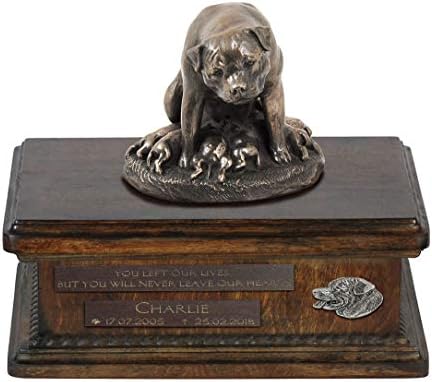 Мама Ротвайлер 2, Спомен Урна за Кучешки Праха със Статуя, на името на домашен любимец и Цитат - ArtDog Personalized