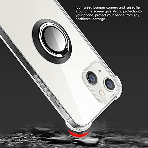 Калъф серия DAUPIN Ring Holder, предназначен за iPhone 13 6,1 инча, бистър, Сладък, Тънък, Цветен, Защитна Броня, Поставка