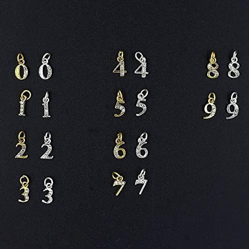 1SetA-Z Английски Букви, Златна Декорация за нокти 0-9 Номер на Метален Пръстен С Висулки Окачване Сплав 26 букви Циркон