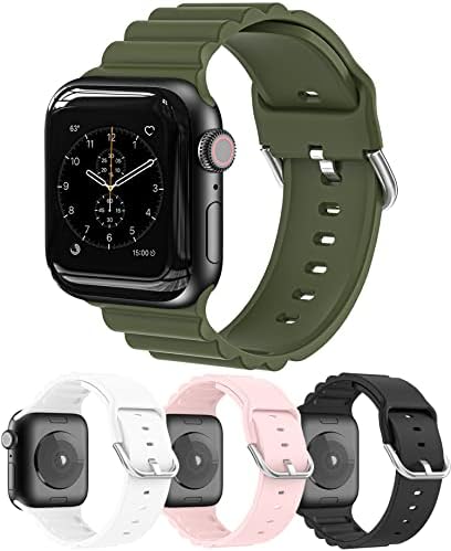 Спортен каишка, съвместима с каишка на Apple Watch 45 мм 44 мм 42 мм 41 мм 40 мм, 38 мм, Дишащи Силиконови Гривни, Взаимозаменяеми каишка със закопчалка за Iphone iWatch Series SE 7 6 5 4 3 2 1 за