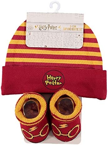 Комплект шапки и обувки за малки момчета на Хари Потър - Детски Подаръчен комплект с Шапка и чорапи на 0-12 месеца (жълт / червен, 0-12 месеца)