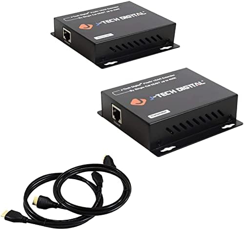 J-Tech Цифров HDMI удължителен кабел един по един кабел Cat5e/6 / 7 Full HD 1080p с TCP/IP, IR до 400 метра с кабел HDMI 2.0 3 метра-2 опаковки