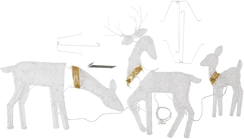 Колекция Lakeside с 3D Коледно осветление, комплект от 3 теми с елени, Оленихой, Палевым и Оленьим Украшение за работа