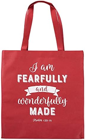 Невероятно и Чудесно направени Множество пазарска чанта червен цвят - Псалм 139:14